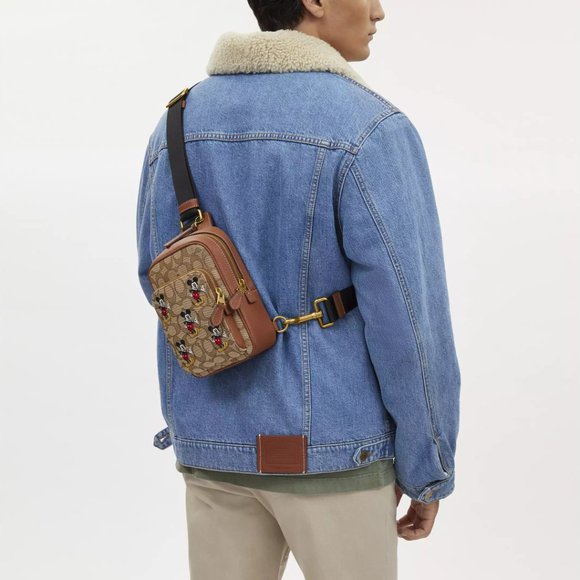 🐭 Disney X Coach Track Pack 14 In Signature Jacquard With Mickey Mouse Print - Picture 7 of 15